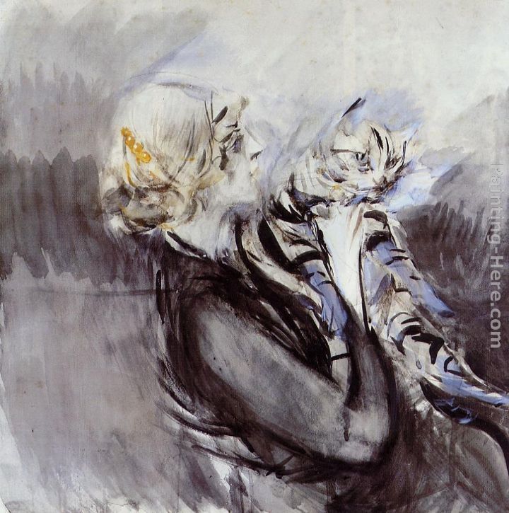 A Lady with a Cat painting - Giovanni Boldini A Lady with a Cat art painting